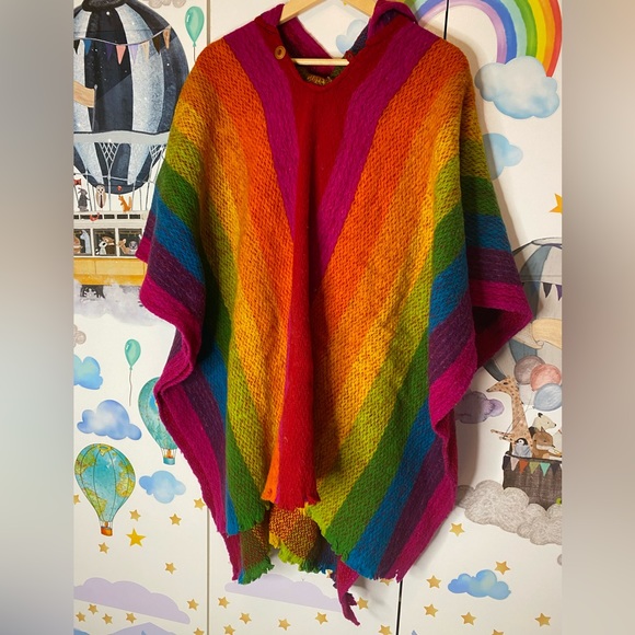Jackets & Blazers - Rainbow alpaca wool poncho OS